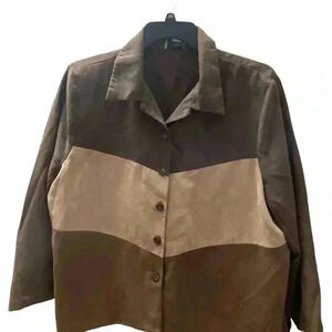 BonWorth Pant & Jacket in Faux Suede Chocolate Brown Size Large Petite